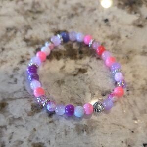 Colorful Beaded Bracelet with Heart Charm